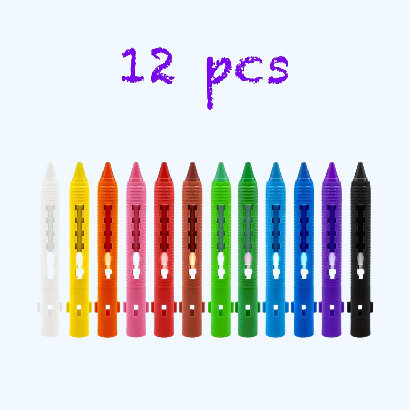 12 Stuks Badkrijt Set | Wasbare & Eenvoudig Schoon te Maken | Kleurige Bad Markers voor Bad Speelplezier