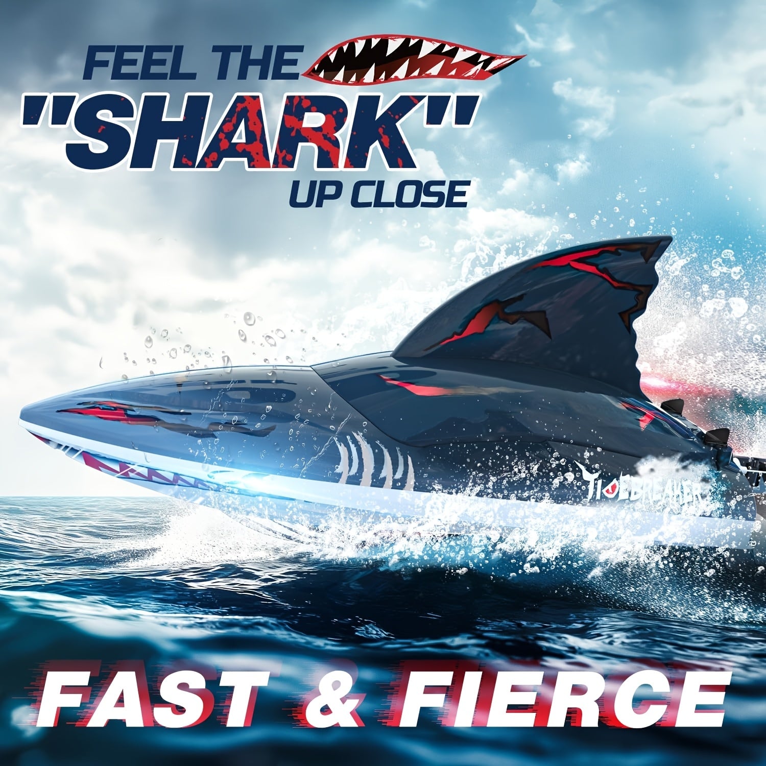 SharkWave RC-boot 30KM/U – Ultrasnelle brushless motor met LED, waterdicht race-speelgoed 2.4GHz