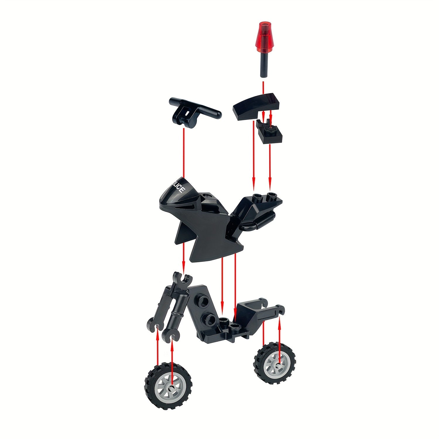 Zwarte ABS Motorfiets Bouwset | Decoratief Model, Perfect voor Feestelijke Cadeaus|Constructiespeelgoed