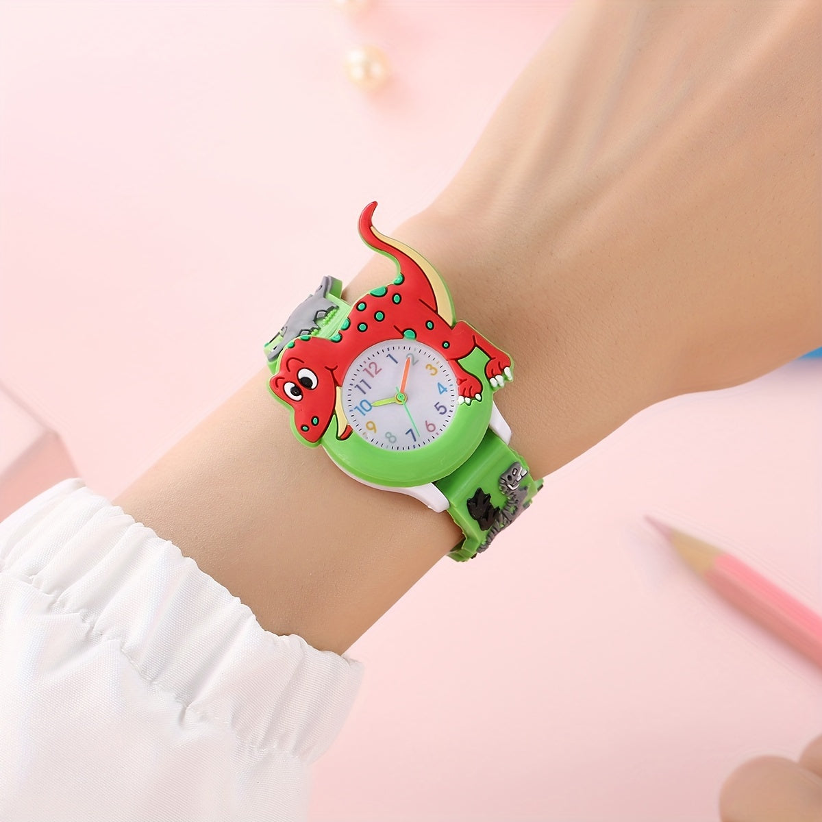 Schattig Dino Kinderhorloge | Zachte Siliconen Band, Ideaal Cadeau | Modeaccessoire | Voor Kinderen