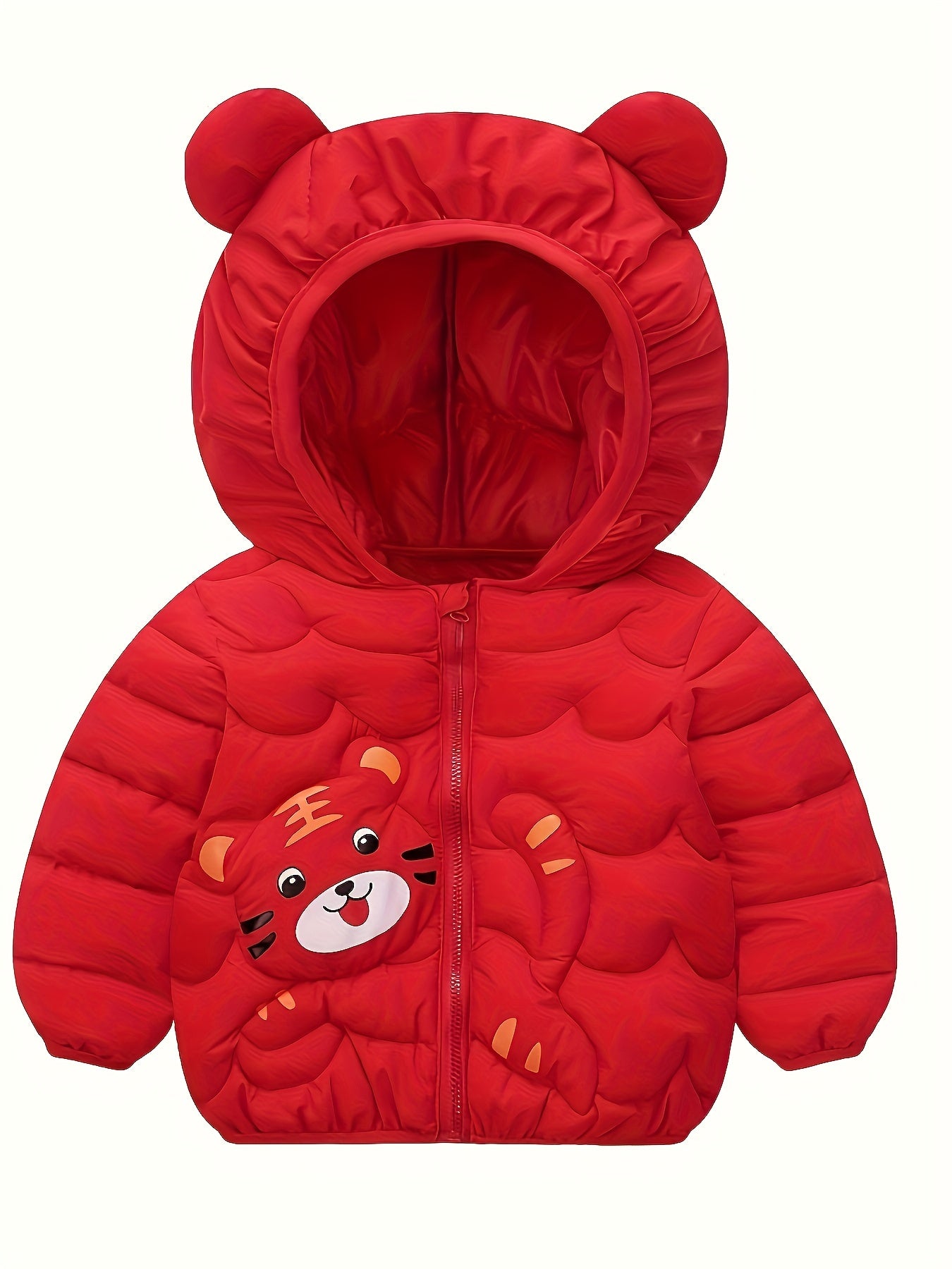 Kinder winterjas met capuchon | Warme parka dierenprint