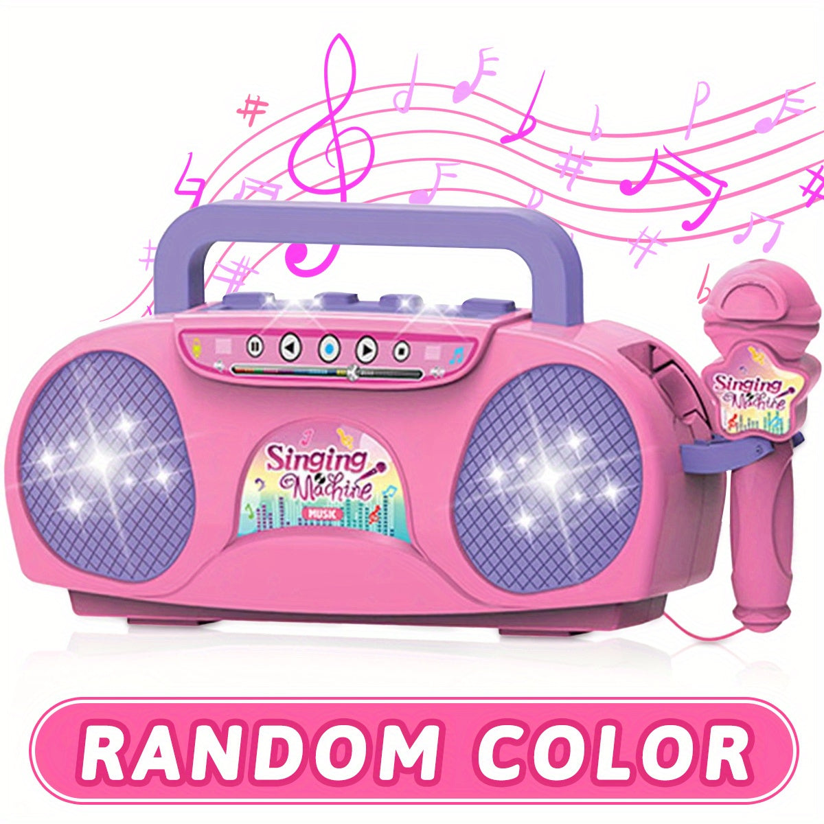 Zingende Ster Karaoke Microfoon Set met Lichteffecten | Educatief Muziekinstrument Speelgoed van ABS-Materiaal, Voor Leeftijd 3+, Beschikbaar in Rood, Blauw, Roze