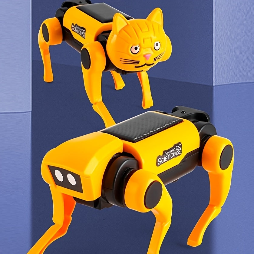 Robot Kit Dieren om te bouwen - Gele Interactieve Hond en Kat | Programmeerbaar Mechanisch Speelgoed voor Kinderen & Volwassenen | Vaderdag Cadeau