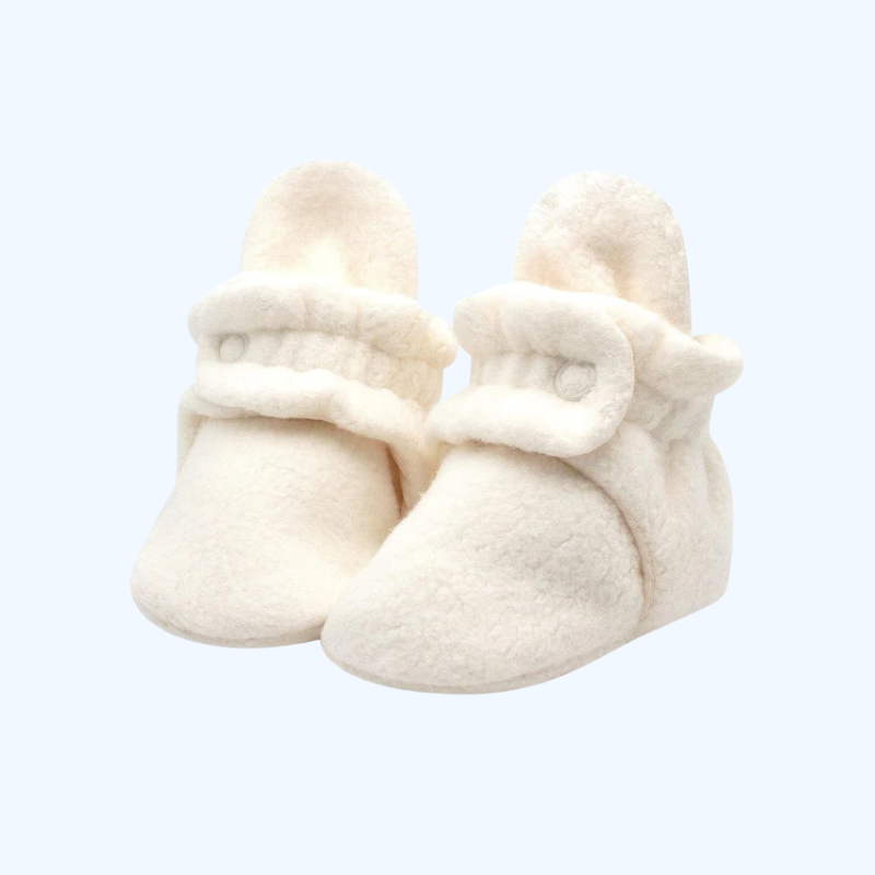 Uniseks Fleece Babylaarsjes | Babyschoentjes met twee drukknoopsluitingen voor pasgeborenen tot 24 maanden