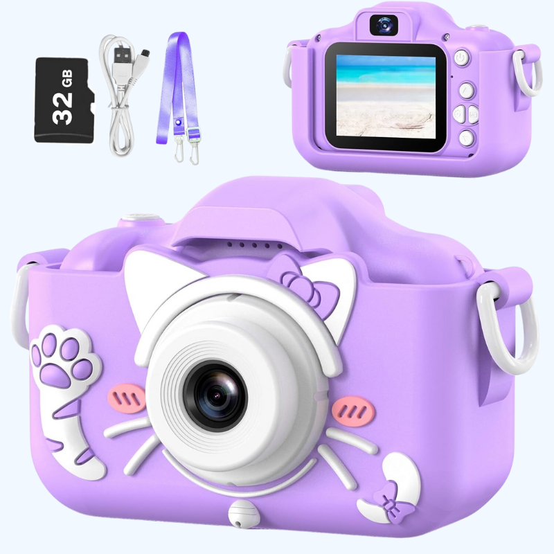 Kids Camera Speelgoed | Digitale Video Camera voor Kids 3-8 | Cartoon Zachte Hoes | Beste Kerst & Verjaardagscadeau voor Jongens & Meisjes