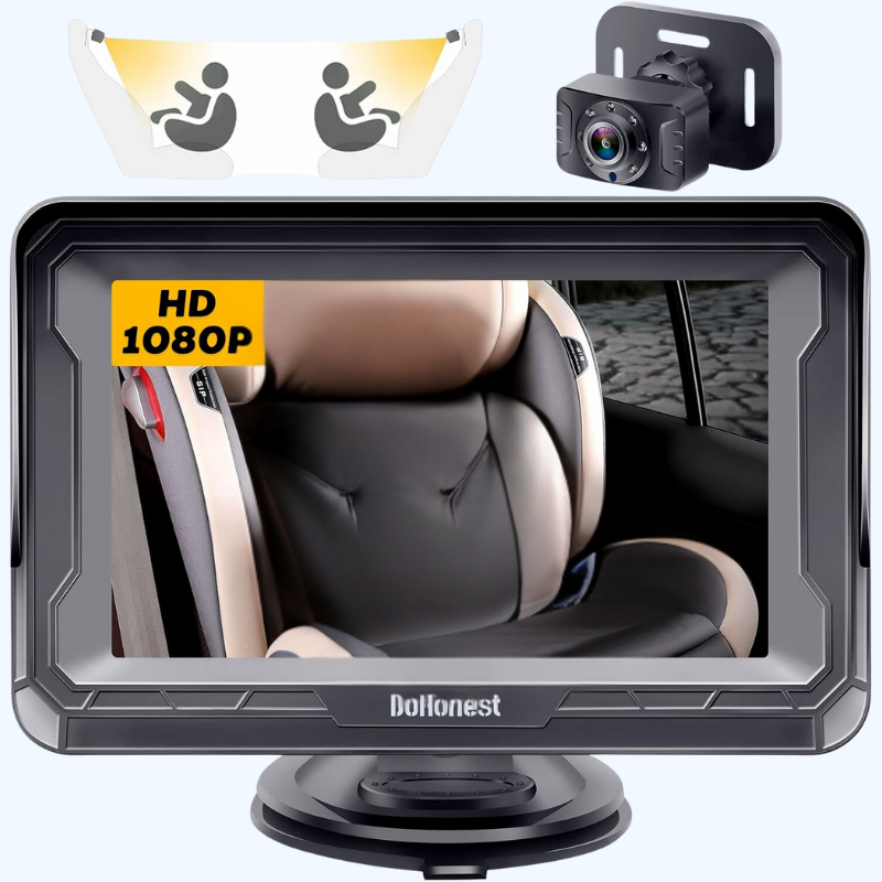 Baby Autocamera voor Achterbank | HD 1080P, 360° Rotatie, Nachtkijkfunctie | Veiligheidsmonitor voor Baby's