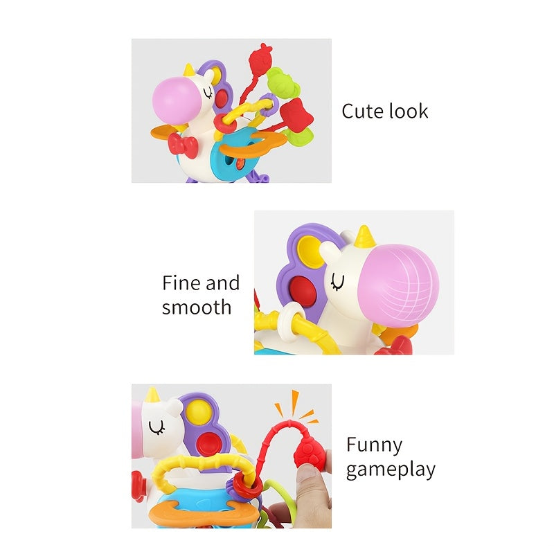 Grappige Muzikale Busy Box | Trek- en drukspeelgoed met kleurrijke geluiden en beweging. Duurzaam, geschikt voor baby's en peuters (0-3 jaar). Perfect cadeau voor Kerstmis en Nieuwjaar.