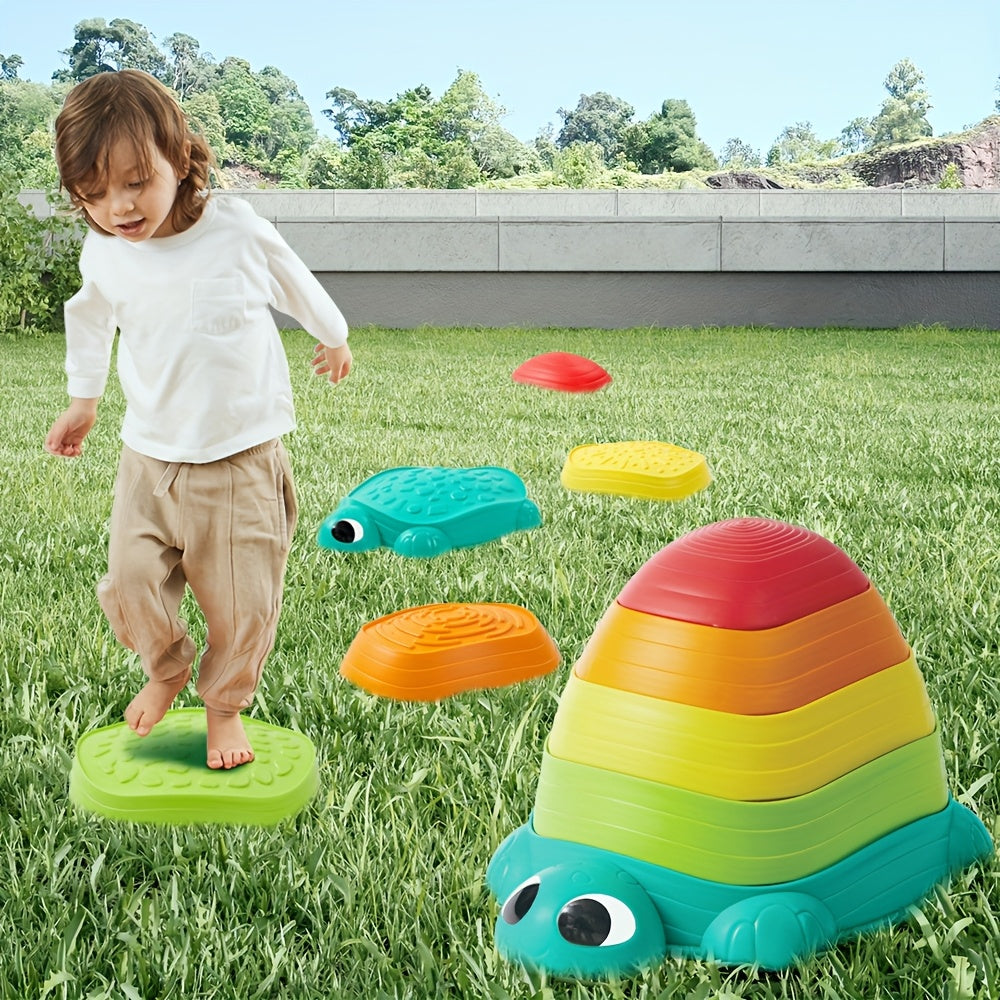 Schildpad Stapstenen Balans Parcours voor Kinderen vanaf 3 Jaar - 5 Stuks Buitenspeelgoed voor Jongens en Meisjes - Coördinatie Spel voor Binnen en Buiten