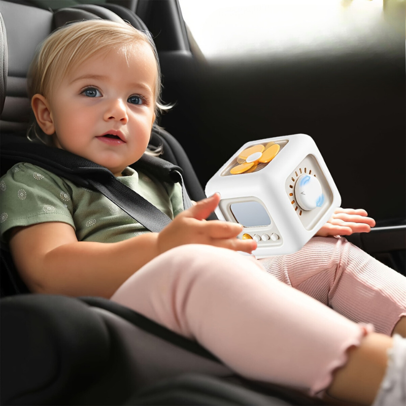 6-in-1 Busy Board | Motorische Ontwikkeling & Educatief Speelgoed voor Kinderen in Wit/Geel