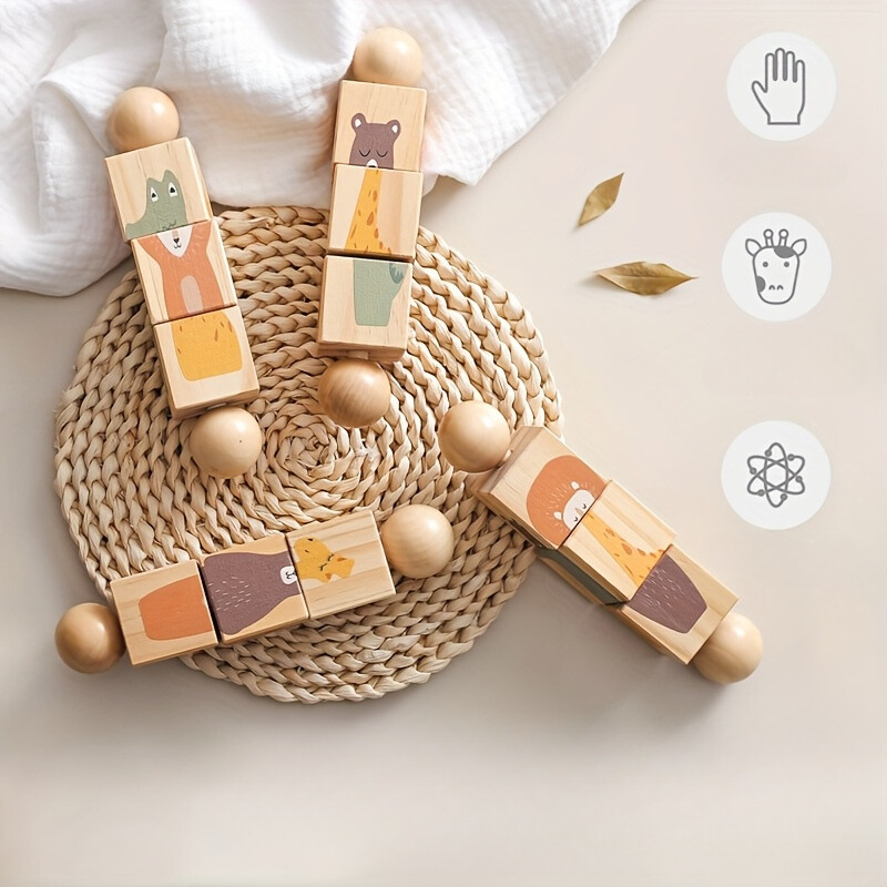 Houten Draaibare Dieren Puzzel | Educatief Speelgoed & Rammelaar voor Kinderen | Perfect als Kerstcadeau