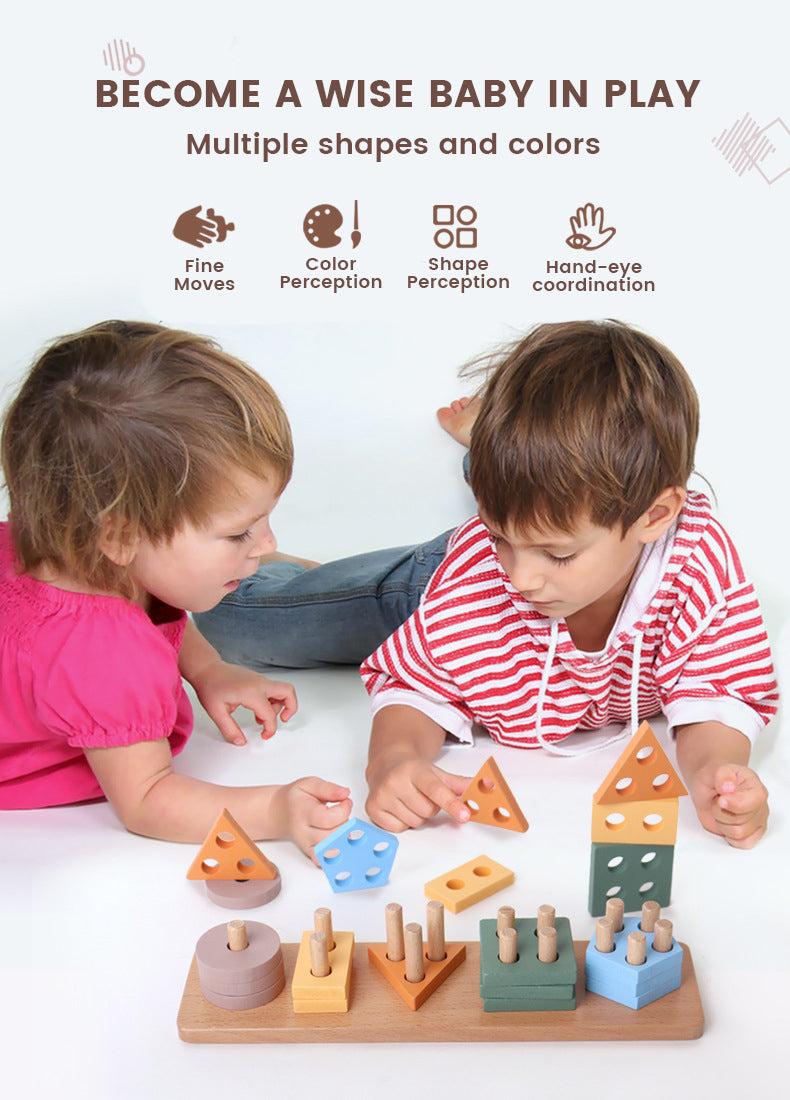 Montessori Houten Geometrische Stapelaar