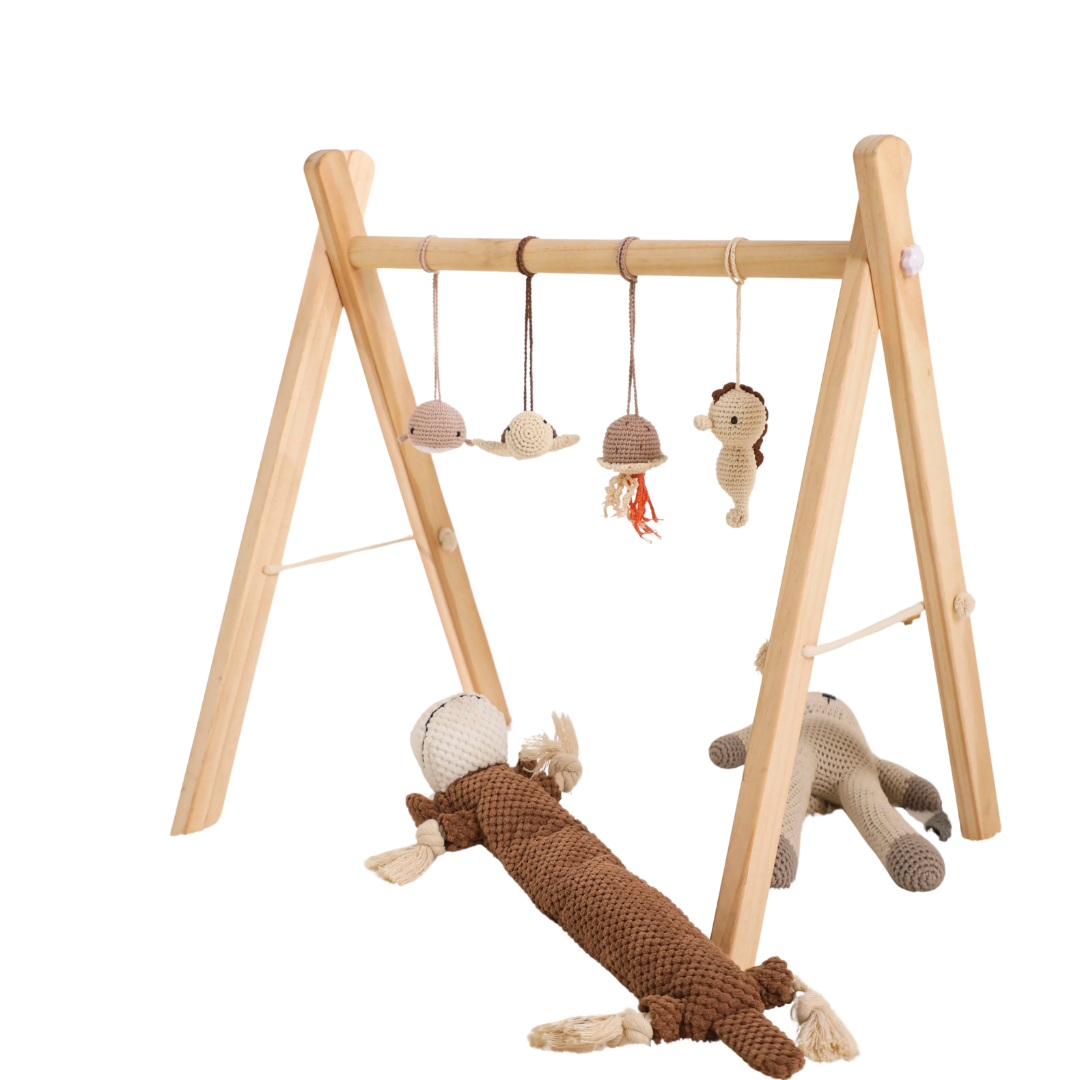 Baby Speelgoed Houten Play Gym Opknoping Mobiel Bed Houder Dier Hanger Kinderwagen Baby Speelgoed Bel Hout Rammelaar Pasgeboren Educatief Speelgoed