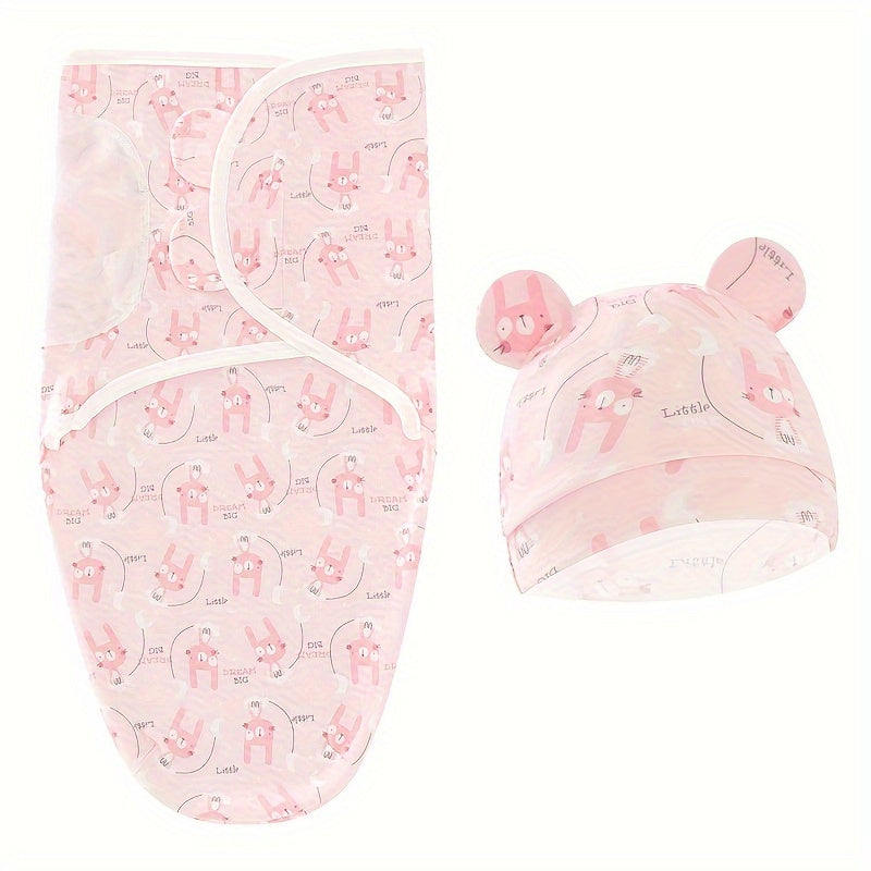 1 Set Schattige Cartoon Handdoek en Hoed Bundle | Zachte en Cozy Swaddle Dekens voor Baby’s van 0 tot 12 maanden