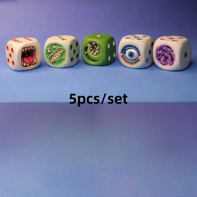 Set van 5 demonendobbelstenen - Creatieve decoraties en originele cadeaus.