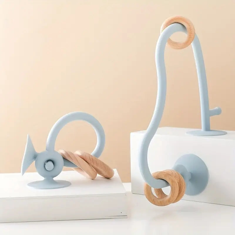 Silicone Zuig Baby Boog Speelgoed met Houten Ringen | Multicolor Baby Speelgoed voor Vroege Ontwikkeling