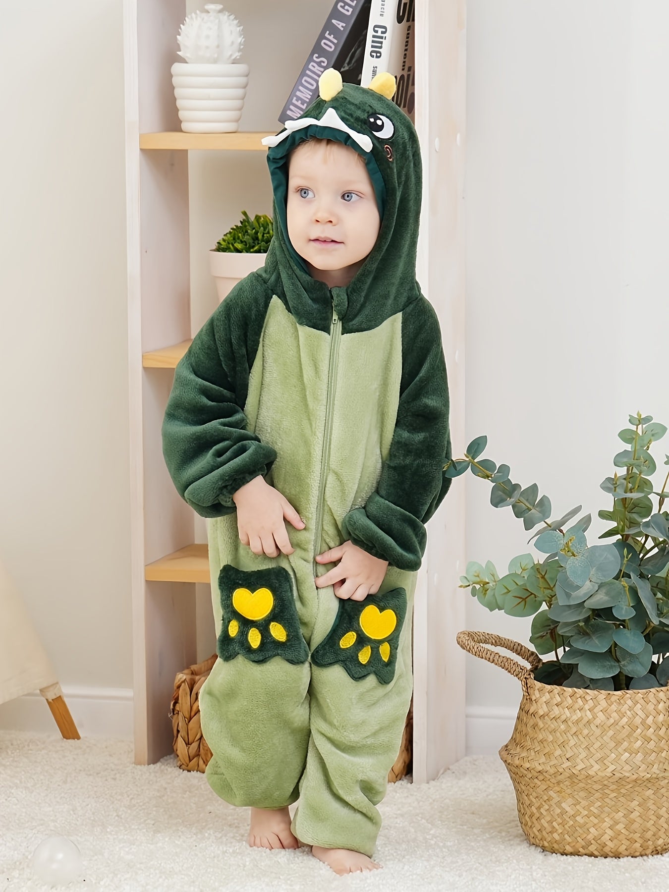 Kinder Dinosaurus Onesie Pyjama – Comfortabele Hooded Jumpsuit met Lange Mouwen