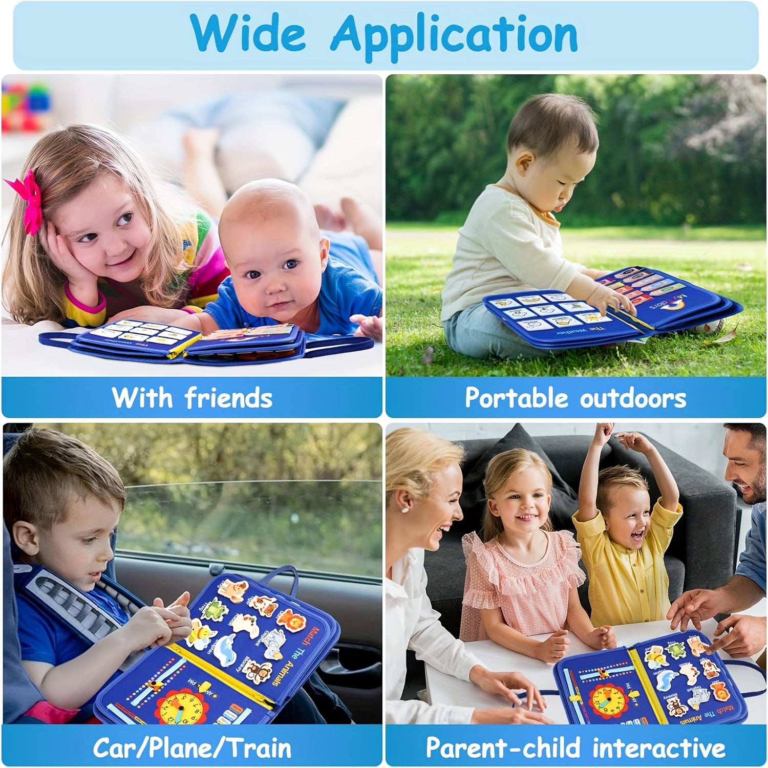 Busy Board 12-in-1 | Educatief Sensorisch Boek | Reisspeelgoed voor Peuters 0–3 Jaar