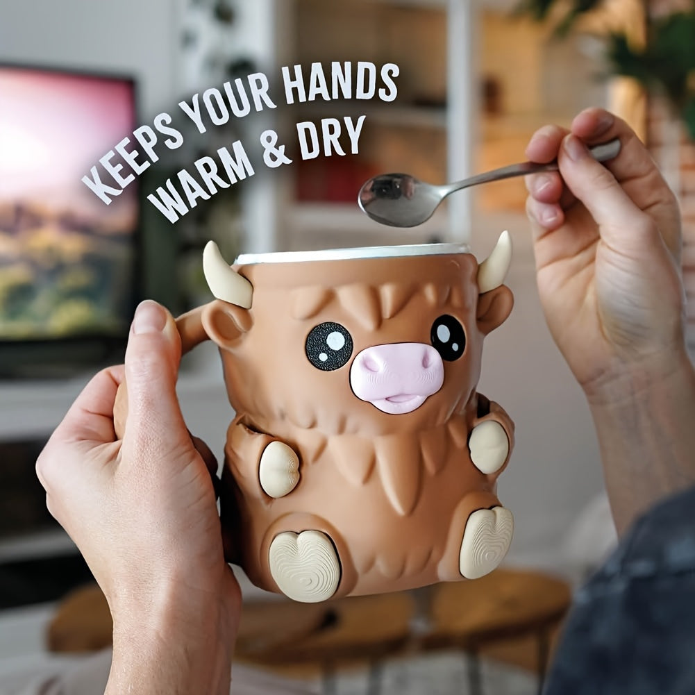 Schotse Hooglander IJsbekerhouder 3D Print - Decoratie Cadeau Voor Ijsliefhebbers - Porte-gobelet Vache Écossaise