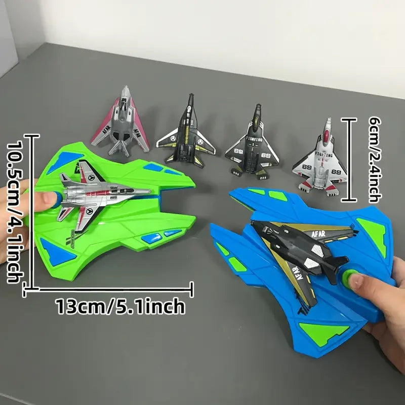 Dual Launcher Vliegtuig Speelgoed Set | Handmatige Vliegende Jet Game | Duurzaam Plastic