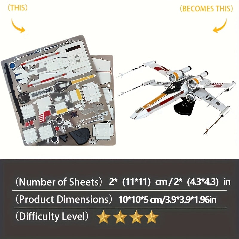 3D Metaalpuzzel X-Wing Starfighter – Moeilijke Bouwset voor Volwassenen, Educatief Cadeau voor Mannen