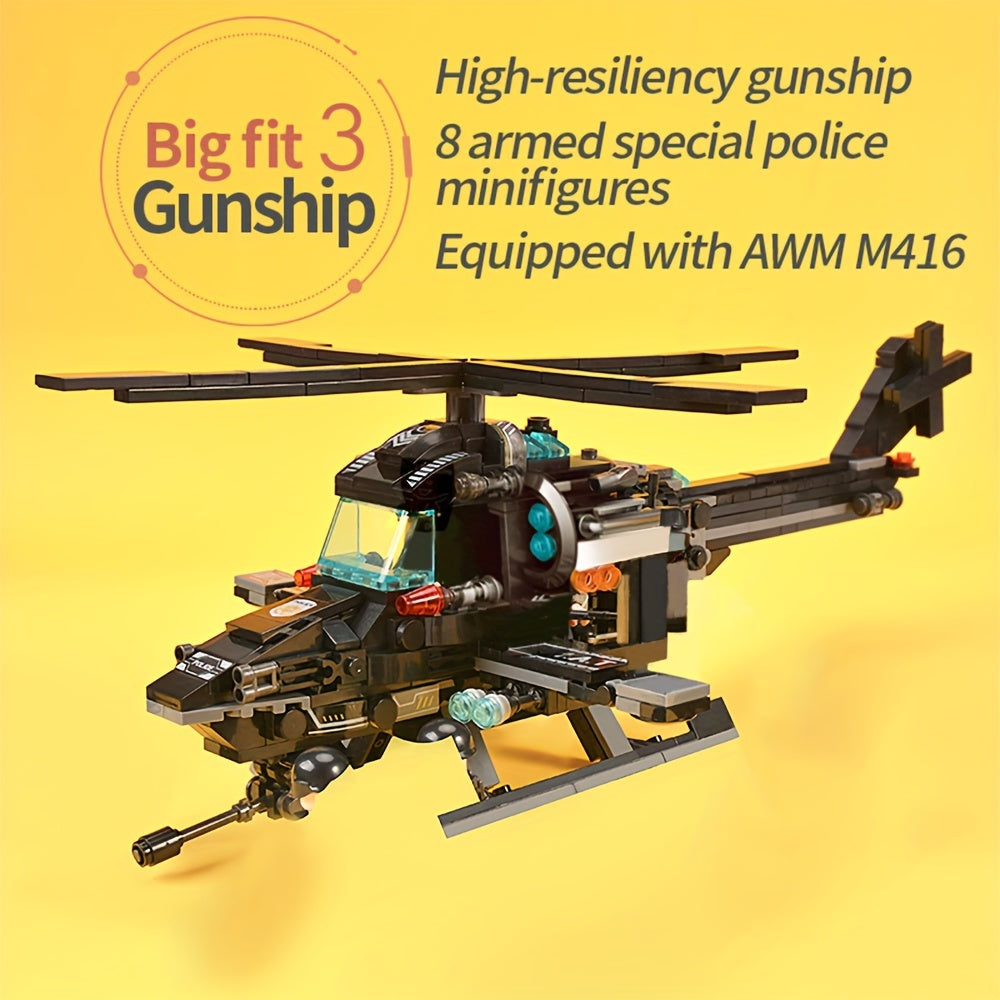 SWAT Team Bouwstenen Speelgoedset voor Kinderen - Grote Politie Bouwset met Helikopter en Robot voor Jongens en Meisjes - Educatief Cadeau voor Verjaardag en Kerstmis