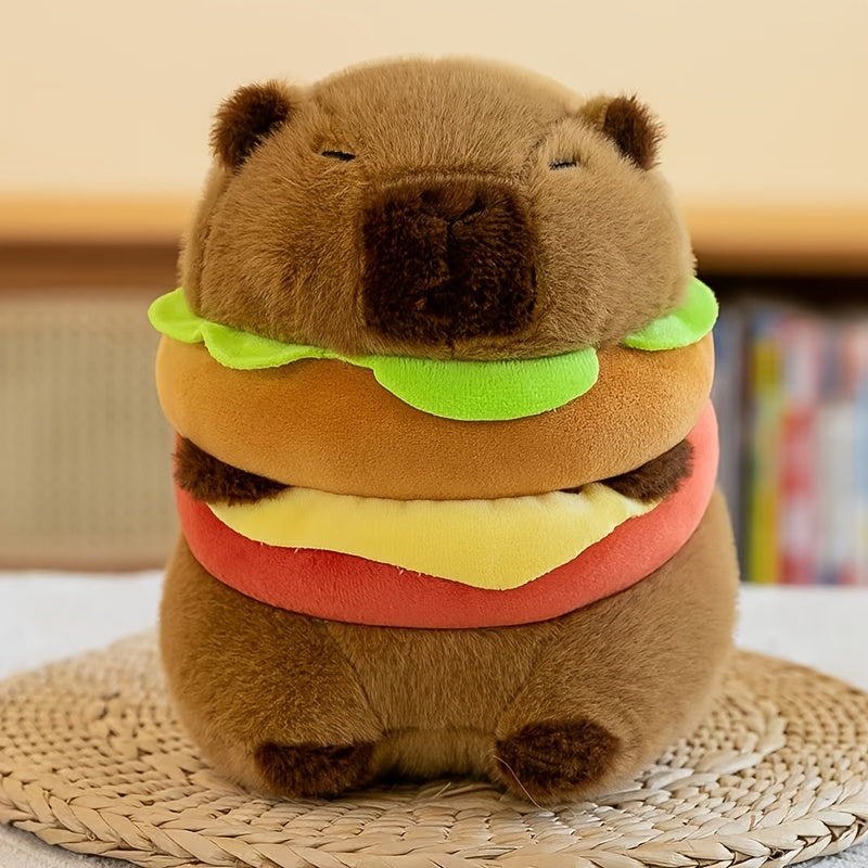 Zacht Pluche Hamburger Capybara Speelgoed | Gemengde Kleuren, Ideaal Cadeau voor Kinderen 0-3 Jaar, Knuffelvriend voor Peuters