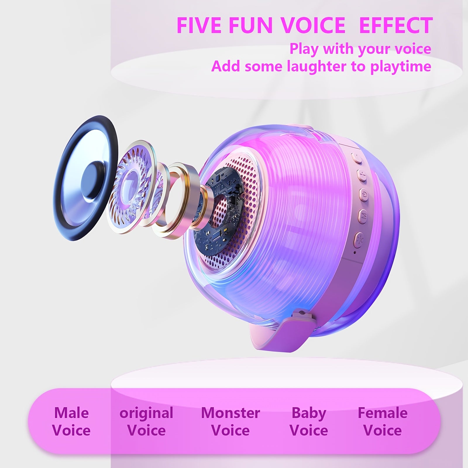 Draagbare Mini Karaoke Set met 2 Microfoons voor Kinderen en Volwassenen - Bluetooth Speaker met Sfeerverlichting - Cadeau voor Jongens en Meisjes