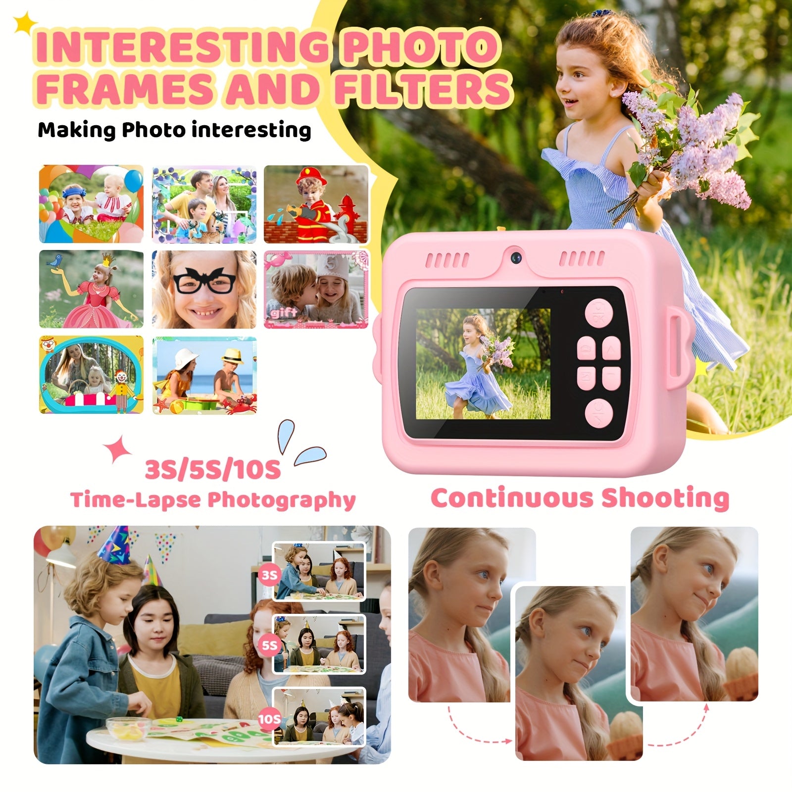 Direct-Klaar Printcamera voor Kinderen van 3-12 Jaar - Digitaal Fototoestel met Selfiecamera voor Jongens en Meisjes - Creatief Speelgoed Cadeau Inclusief Printrollen en Stiften
