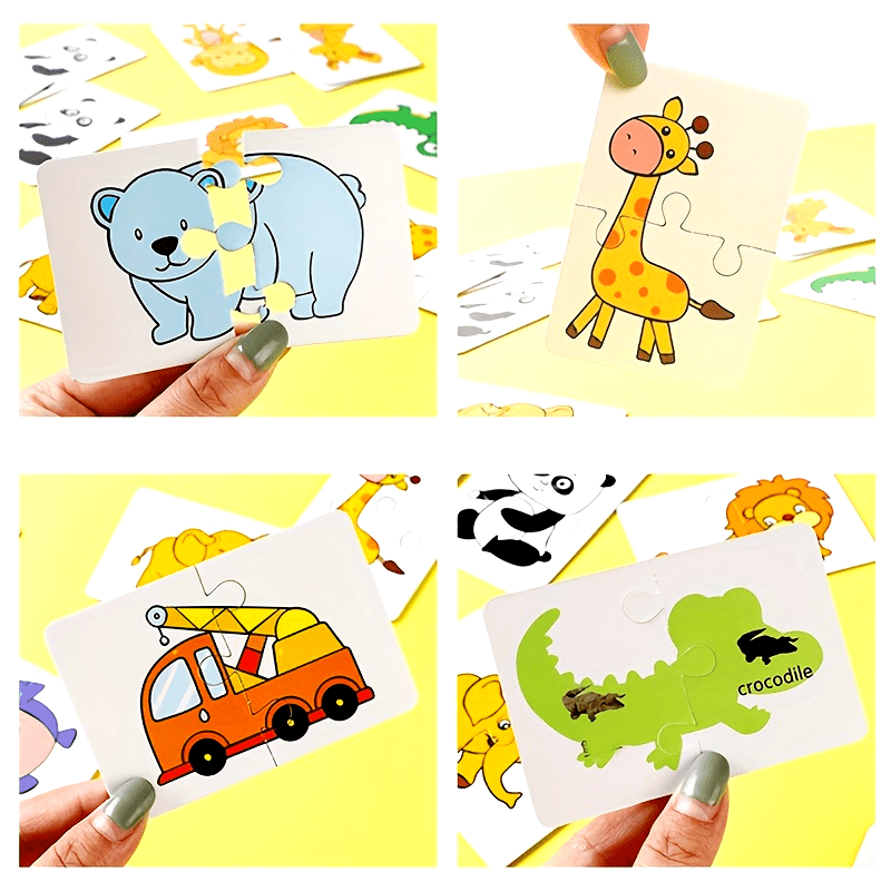 Educatieve Puzzelkaarten Set | Jigsaw Matching Game | Cognitieve Ontwikkeling | Geen Batterijen Nodig | Papier
