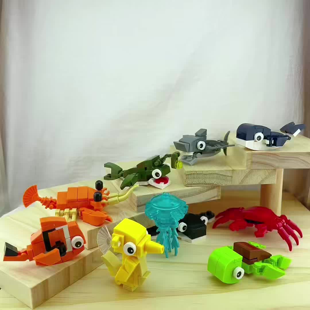 10-delige Zee Dieren Bouwblokken Set – Creatief Speelgoed voor Jongeren