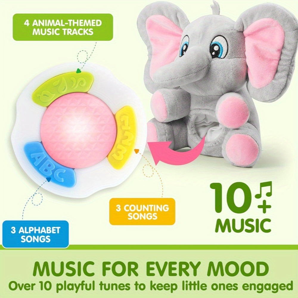 Muzikaal Pluche Olifantje – Interactief Baby Speelgoed met 12 Liedjes, Lichtjes en Leren | Cadeau voor Geboorte vanaf 6 Maanden