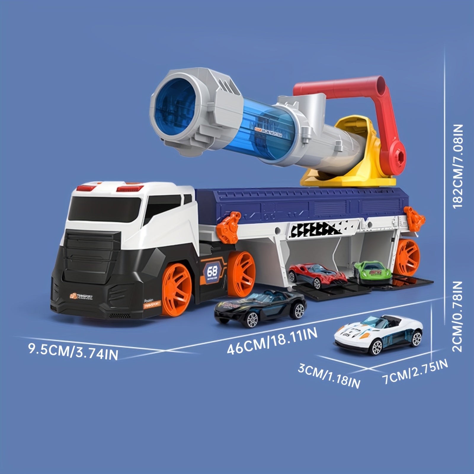 Missielanceervoertuig met lichten en geluiden - Inclusief 6 auto's, speelgoed vanaf 3 jaar, perfect Kerstcadeau.