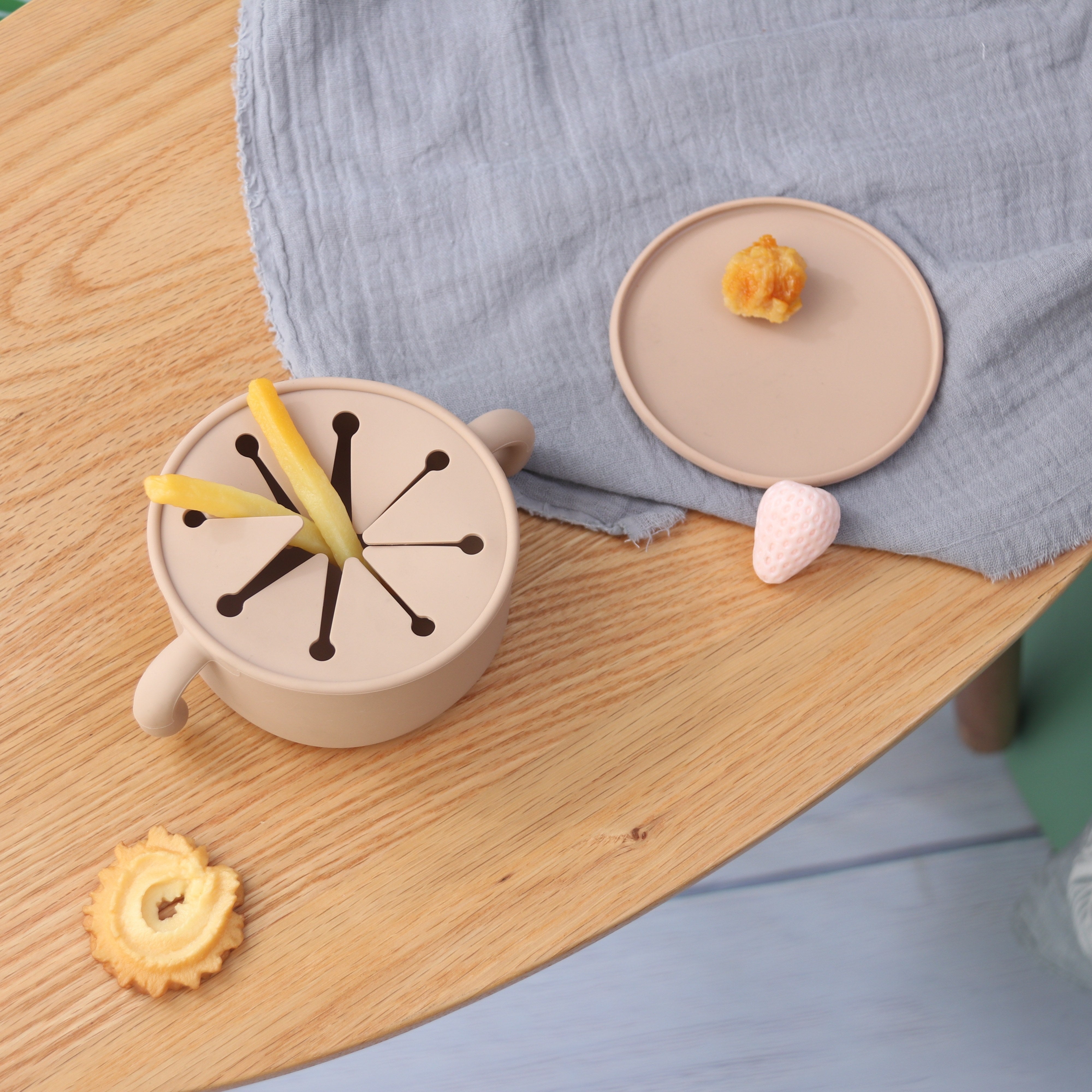 Siliconen Baby Snack Kom | Voedselopslag Kom met Stofbestendige Deksel voor Baby's en Peuters