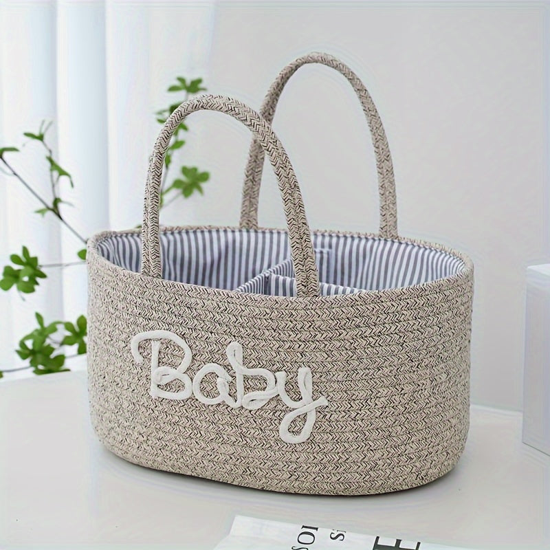Geweven Opbergmand | 3 Compartimenten Draagbare Opbergmand | Fles- en Luier Organiser voor Moeder en Baby | Badkamer Opbergmand voor Zwembad Accessoires