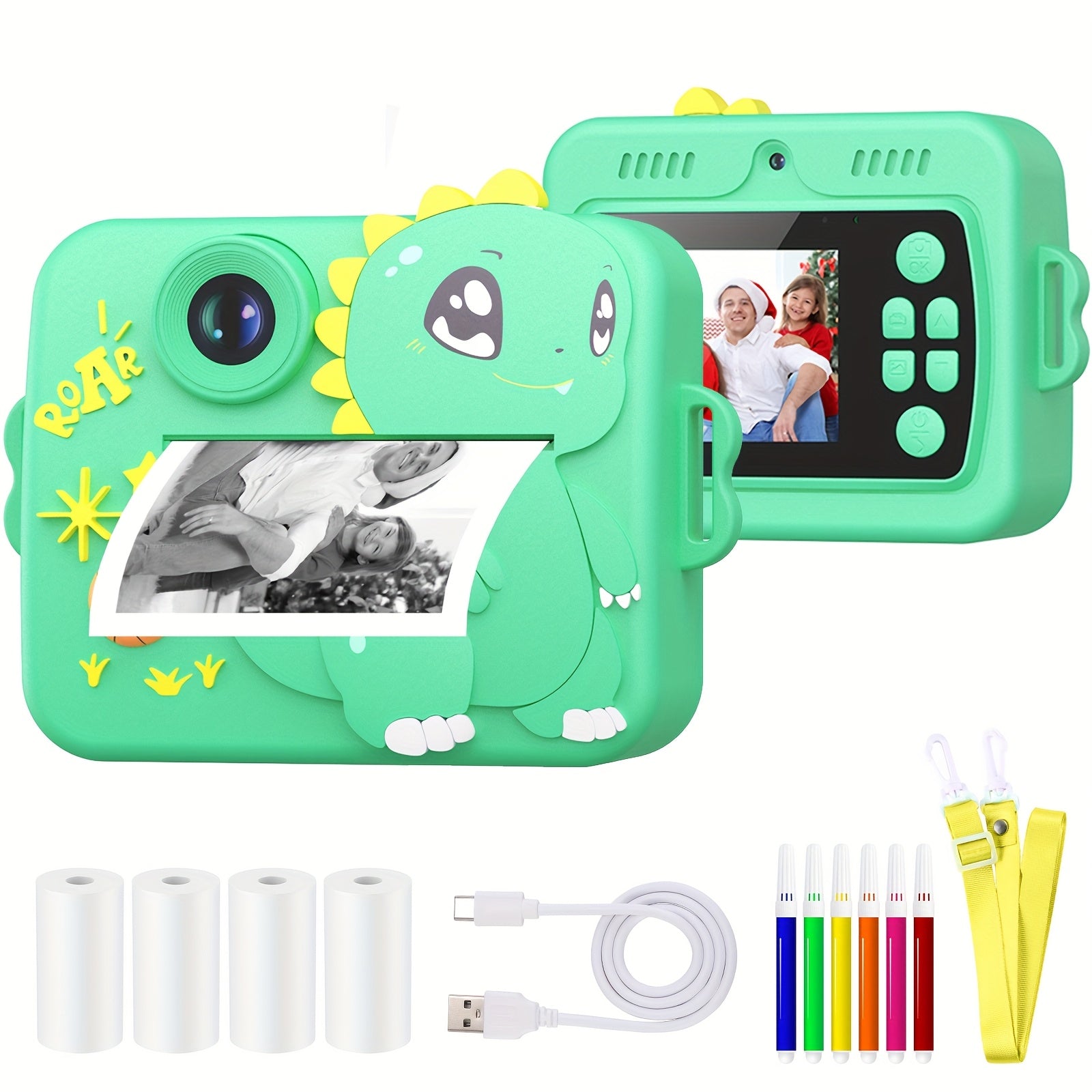 Direct-Klaar Printcamera voor Kinderen van 3-12 Jaar - Digitaal Fototoestel met Selfiecamera voor Jongens en Meisjes - Creatief Speelgoed Cadeau Inclusief Printrollen en Stiften
