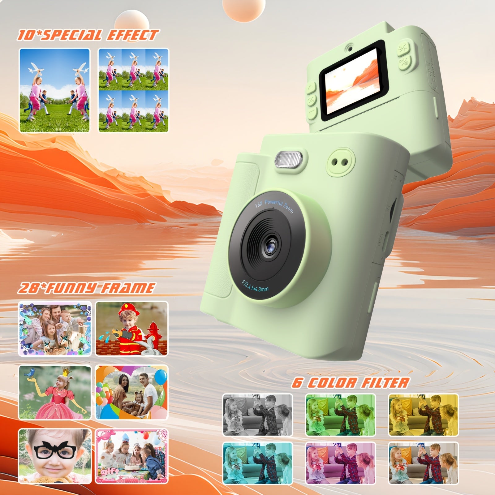 Multifunctionele kindercamera|Video, foto & printfunctie – cadeau 4-12 jr