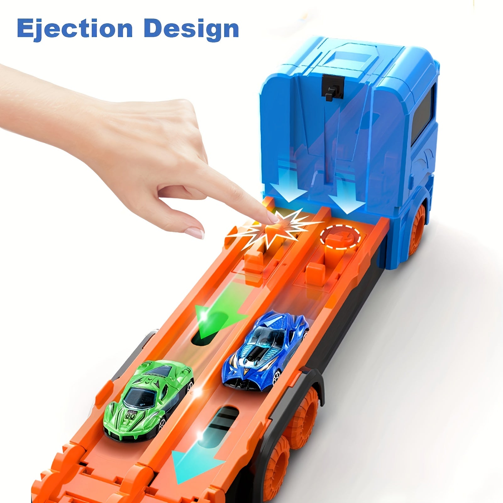 Grote Opvouwbare Racebaan | Set van 6 Transformerende Auto’s, Opbergcontainer Vrachtwagen met Legering, Perfect Cadeau voor Halloween & Kerst