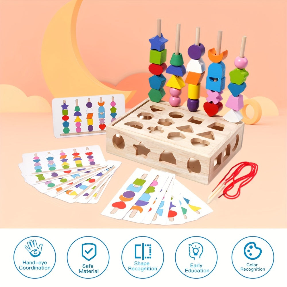 58-delige Regenboog Kralenset | Educatief Stapelspel voor Kinderen (3+ Jaar)
