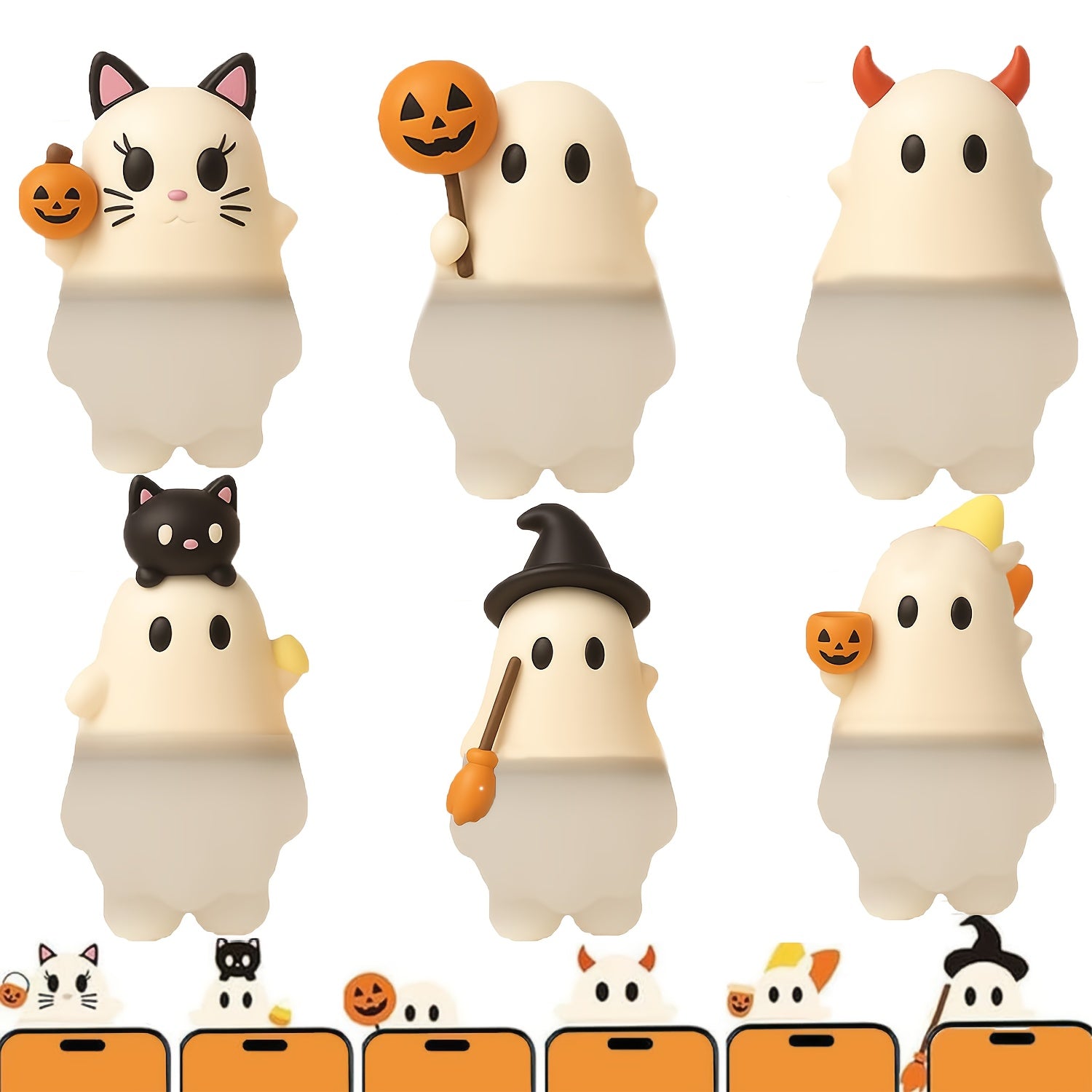 Spookje Halloween Telefoonversiering | Leuke Stick-On Decoratie voor Smartphone of Tablet