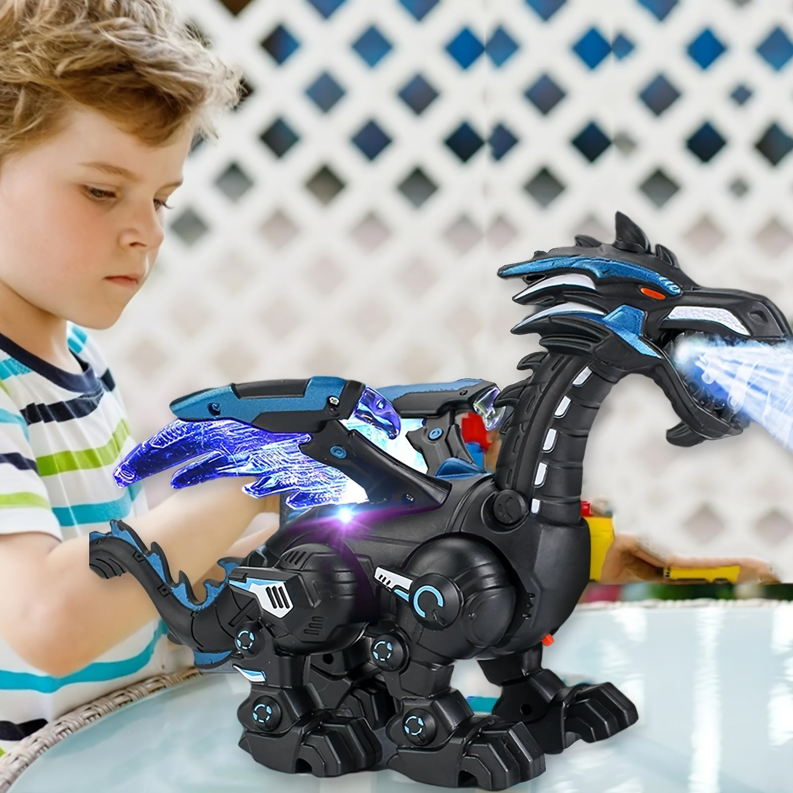 Elektrische Spray Mechanische Dinosaurus 'S Mechanische Oorlogsdraken die Vuur Kunnen Spuwen Dinosaurus Speelgoed Simulatiemodel, Perfect voor Halloween, Kerst en Verjaardag Cadeaus