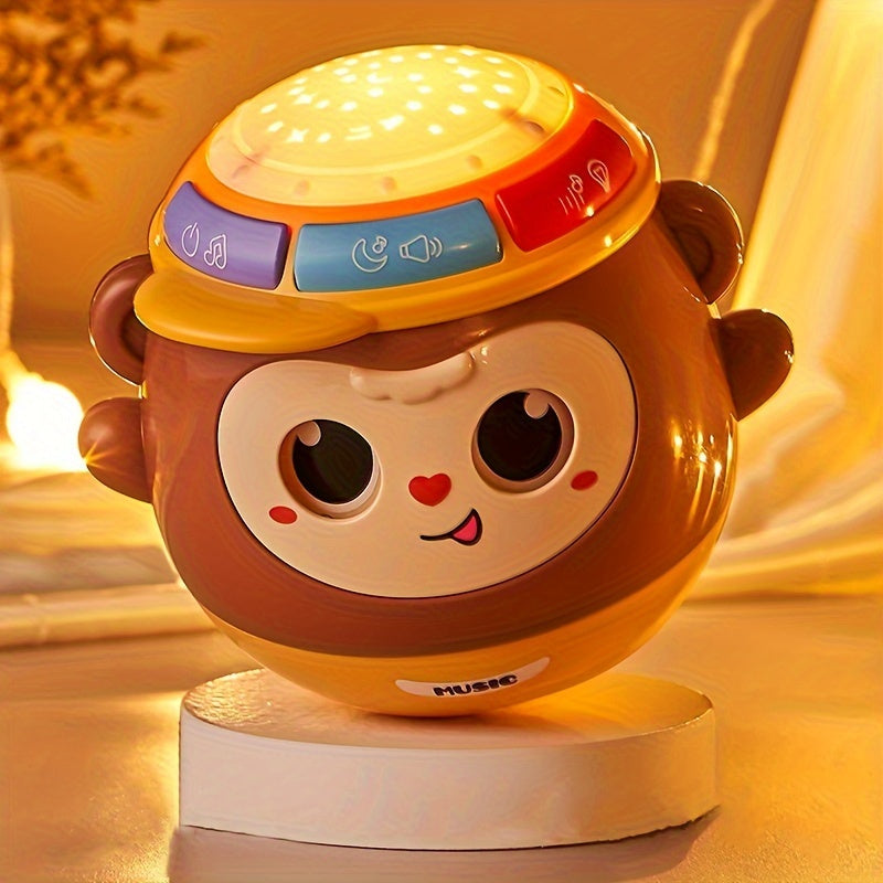 Monkey Hand Drum Speelgoed met Licht en Muziek | Multifunctioneel Ritme Projectie Speelgoed voor Vroege Educatie | Perfect Cadeau voor Halloween en Kerst