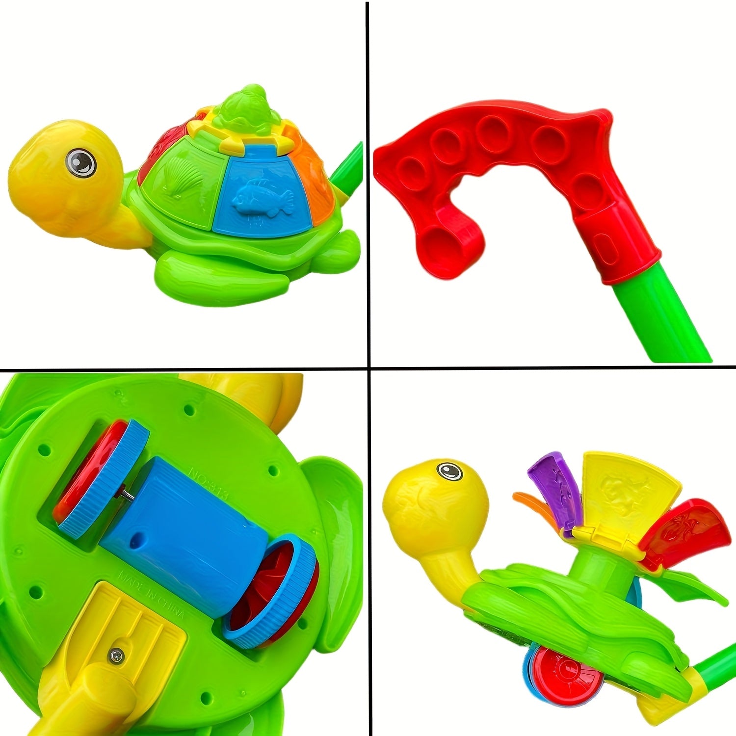 Vrolijk Duwfiguur met Duwstok voor Peuters vanaf 18 Maanden - Loopspeelgoed Schildpad of Kip voor Jongens en Meisjes - Interactief Cadeau voor Baby's Eerste Stapjes