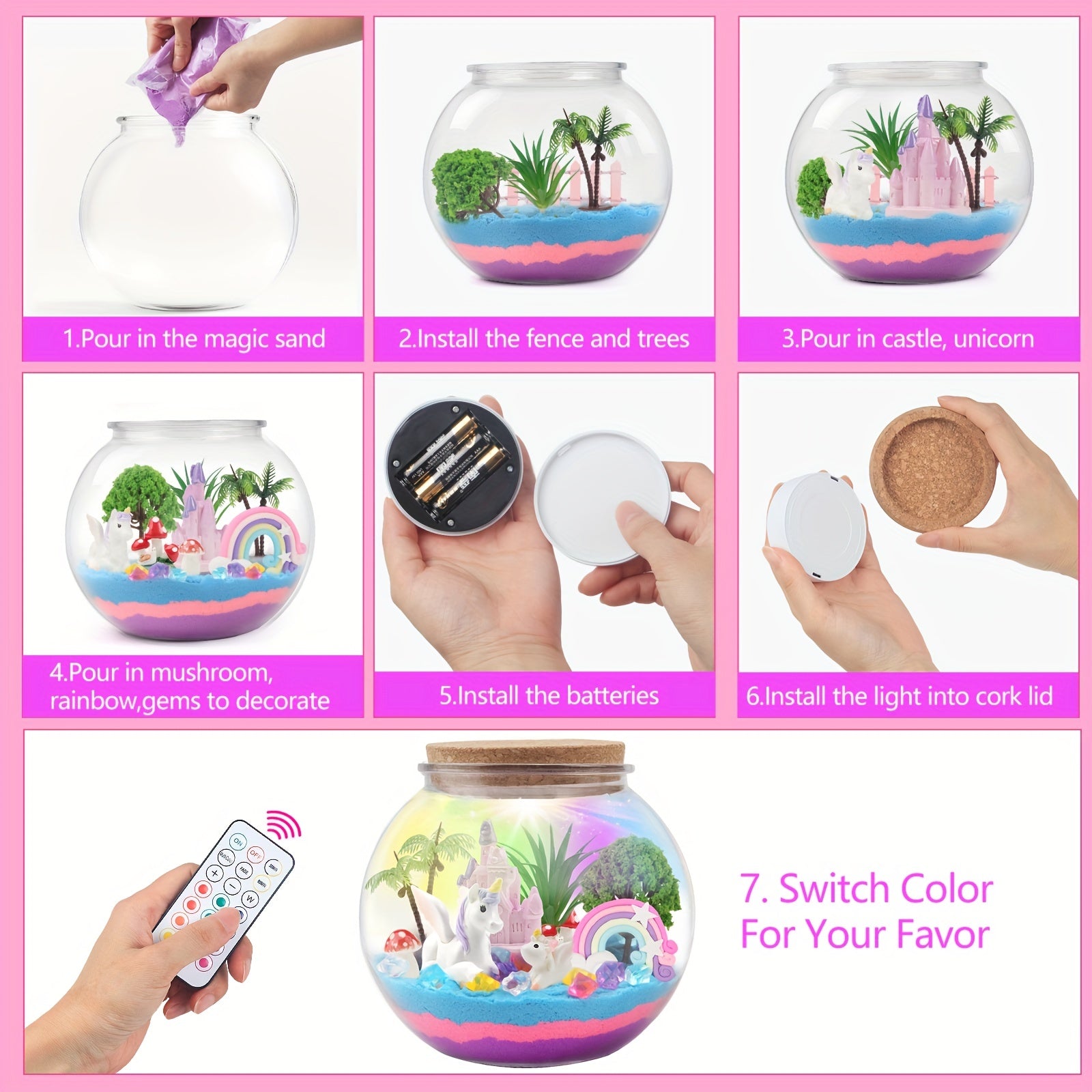 Betoverde Eenhoorn Terrarium - DIY LED Lamp en Magische Tuin, Cadeau voor Kinderen van 6 tot 12 Jaar