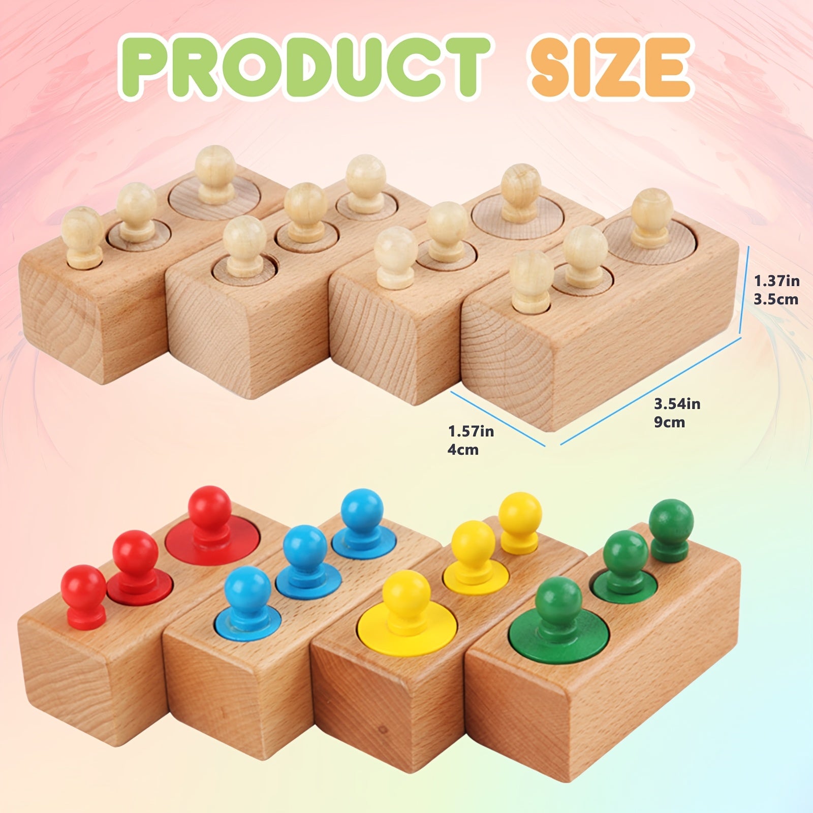 Houten Cilinderblokken Set | Sensory Speelgoed voor Kinderen (3+ Jaar)