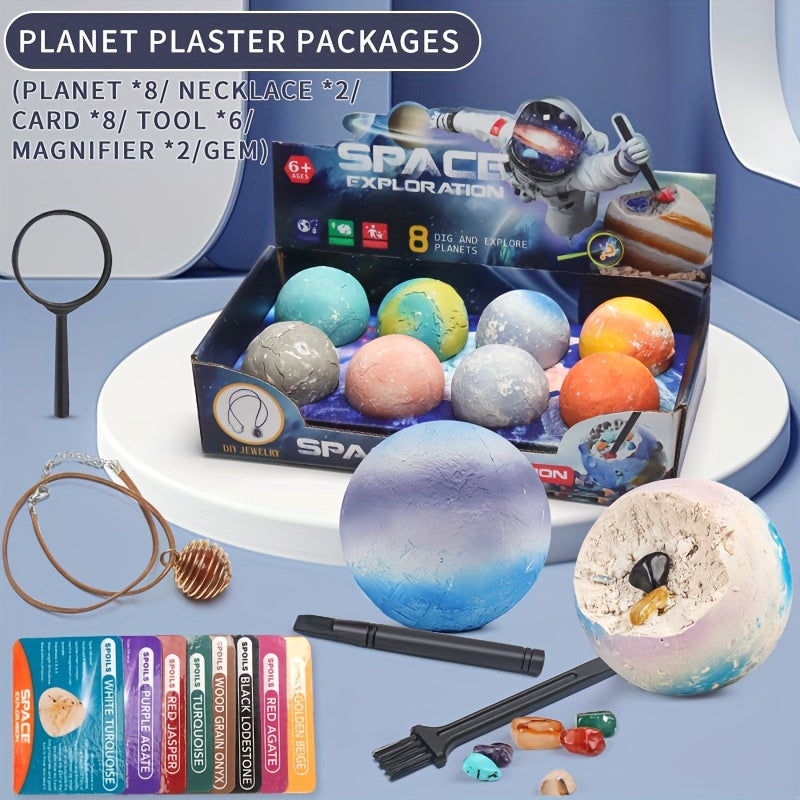 8-Planeten Opgravingskit – STEM Speelgoed met 25+ Edelstenen | Educatief Cadeau voor Kinderen 6–10 Jaar