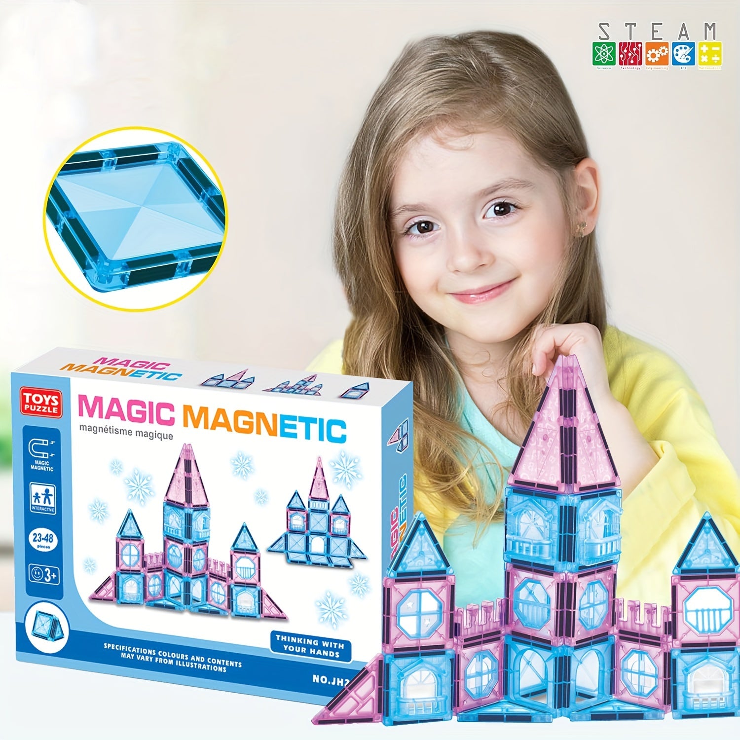 Frozen Magnetische Bouwset | Magnetische Tegels & Kasteel Blokken – Creatief Educatief Speelgoed voor Meisjes