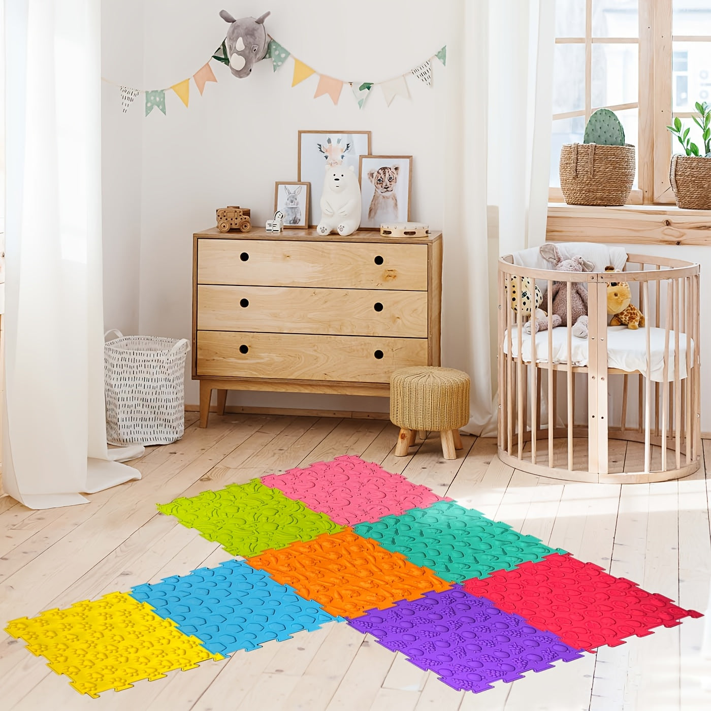 Siliconen sensorische speelmat | Getextureerde en orthopedische sensorische tegels voor kinderen en peuters, in elkaar grijpende puzzelmat voor speelkamer