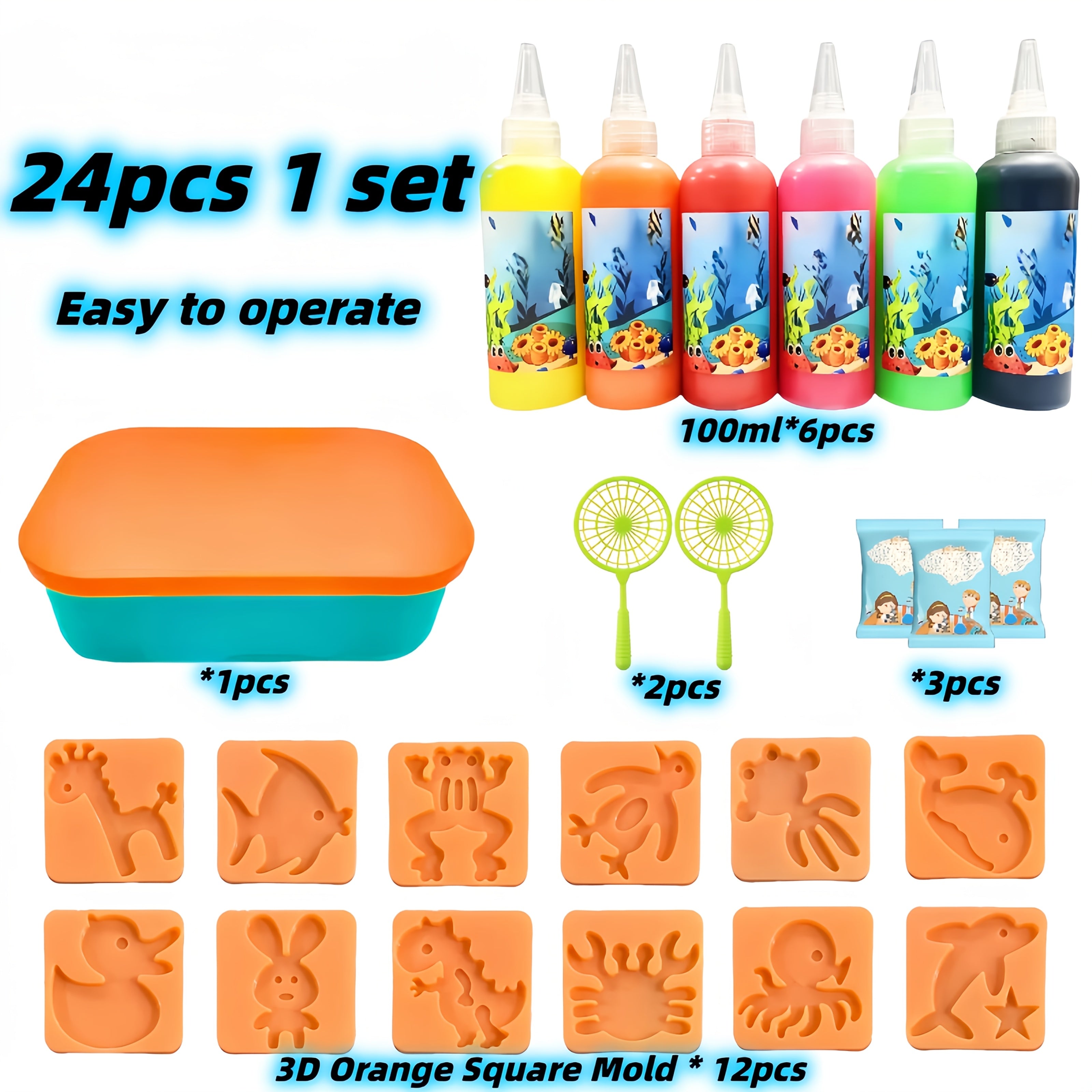 3D Magisch Water Elf Set | DIY Knutselset met 6 Flessen & 12 Mallen | Creatief Cadeau voor Kinderen