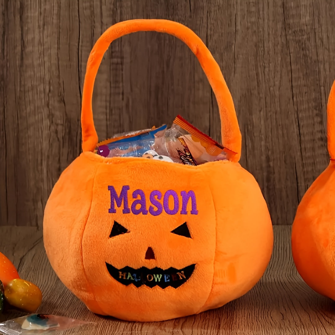 Halloween mand met naam | Gepersonaliseerde trick-or-treat tas