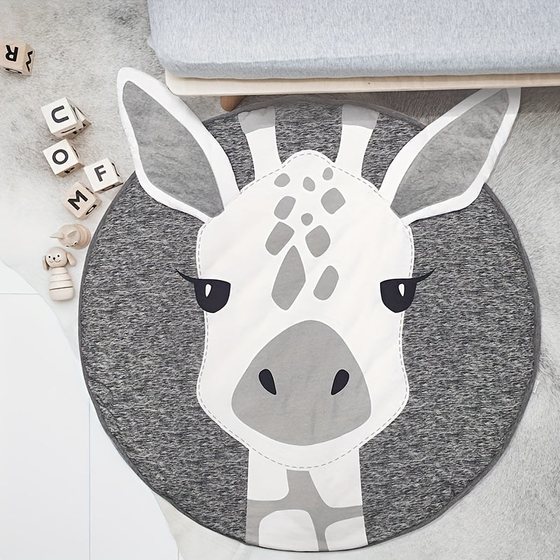 3D dierenvormige ronde kruipmat | Babykleed met verdikte katoenen voering, afneembaar met rits, perfect voor kinderkamerdecoratie